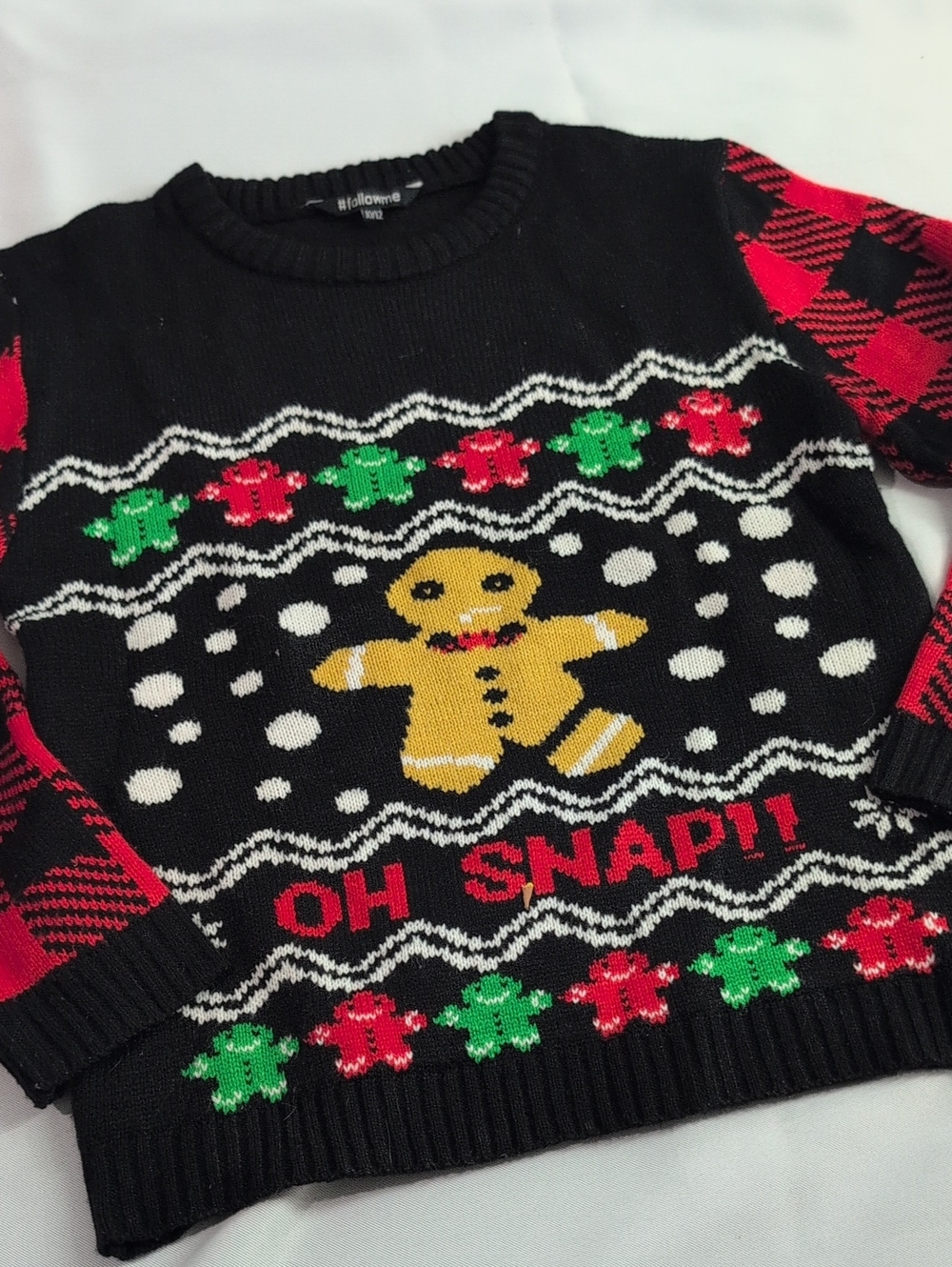 Youth Holiday Gingerbread Knit Sweater - Black/Red